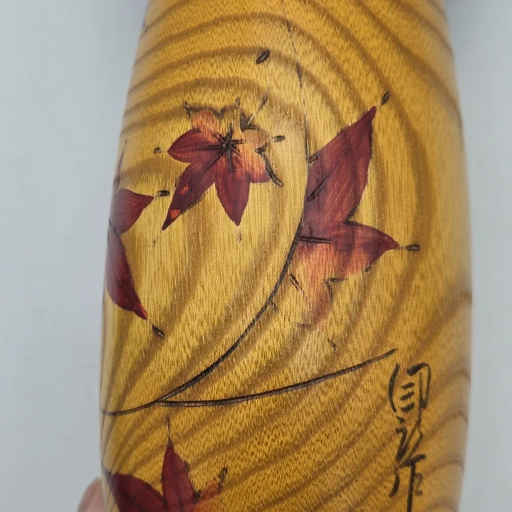 USABURO Kokeshi Doll Golden Autumn Zelkova Wood Japan Large 10.5